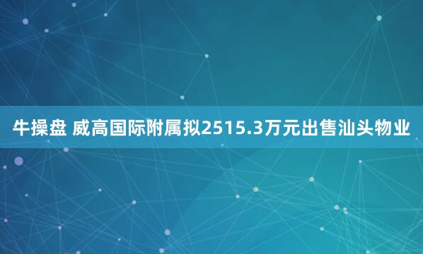 牛操盘 威高国际附属拟2515.3万元出售汕头物业
